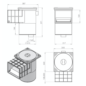 Скиммер Standart схема с размерами