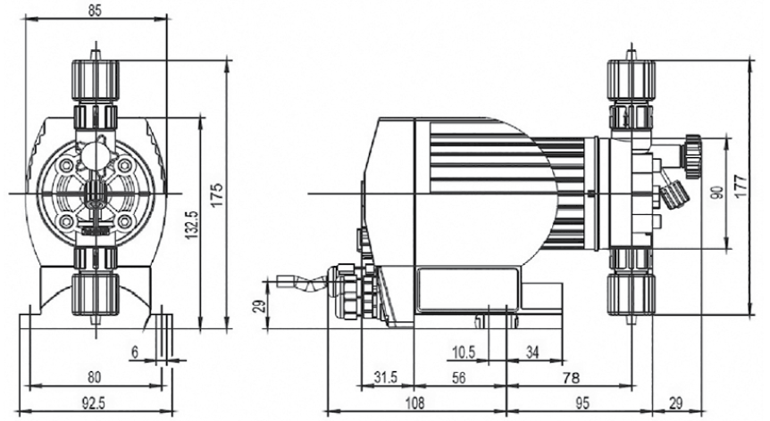 Размеры насоса ProMinent Concept Plus b